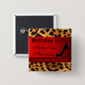 ヒョウの小剣のすばらしい友人の誕生日の女の子 缶バッジ (正面&裏面)