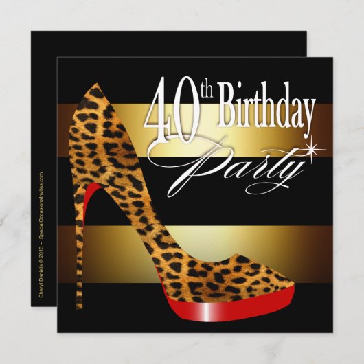 ヒョウの小剣は第40誕生会を縞で飾ります 招待状 (正面/裏面)