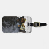 ヒョウの弓を持つ灰色猫 ラゲッジタグ (正面横)