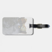 ヒョウの弓を持つ灰色猫 ラゲッジタグ (裏面横)