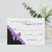 ヒョウの斑点と紫のリボン応答カード 出欠カード (スタンド正面)