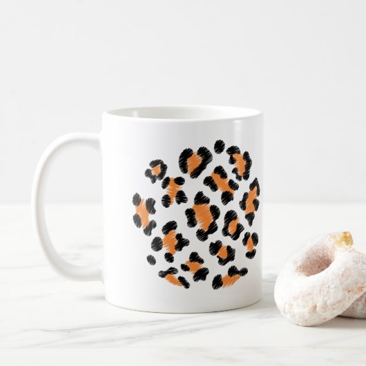 ヒョウの斑点動物の皮膚デザイン コーヒーマグカップ (ドーナツ)
