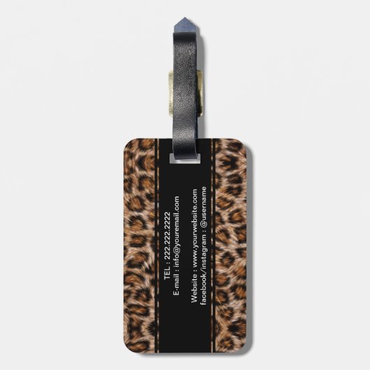 ヒョウの斑点毛のジャガー動物の皮の模様 ラゲッジタグ (裏面縦)
