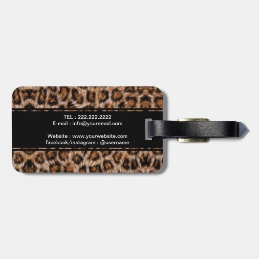 ヒョウの斑点毛のジャガー動物の皮の模様 ラゲッジタグ (裏面横)