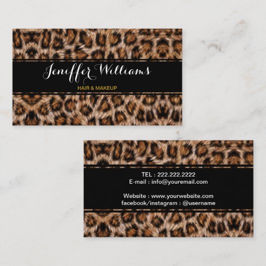 ヒョウの斑点毛のジャガー動物の皮の模様   名刺 (正面/裏面)