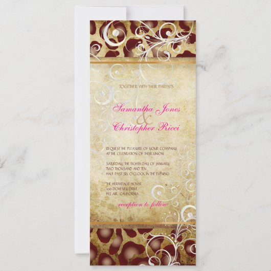 ヒョウの斑点+真珠の渦巻き/ヴィンテージ羊皮紙 招待状 (裏面)