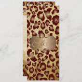 ヒョウの斑点+真珠の渦巻き/ヴィンテージ羊皮紙 招待状 (正面/裏面)