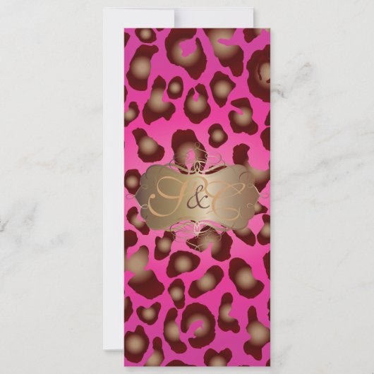 ヒョウの斑点+真珠の渦巻き/ヴィンテージ/ホットピンク 招待状 (正面)