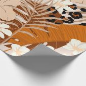 ヒョウの毛の熱帯葉の毛帯 ラッピングペーパー (角)