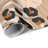 ヒョウの毛の熱帯葉の毛帯 ラッピングペーパー (ロールコーナー)