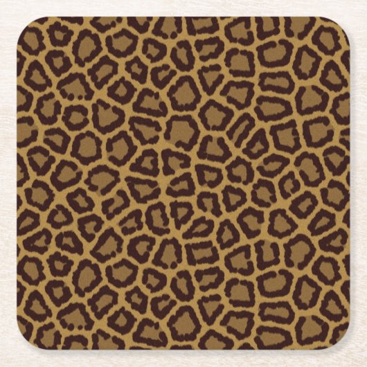 ヒョウの毛皮が付いているタイルの背景 スクエアペーパーコースター (正面)