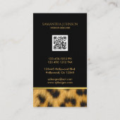 ヒョウの毛皮との黒そして金ゴールド 名刺 (裏面)