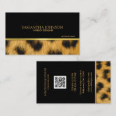 ヒョウの毛皮との黒そして金ゴールド 名刺 (正面/裏面)