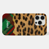 ヒョウの毛皮とホリデイプレイド iPhoneケース (裏面横)