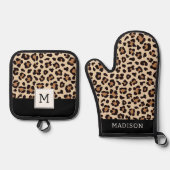 ヒョウの毛皮のパターン 鍋つかみ&鍋敷きセット (正面)