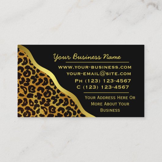 ヒョウの毛皮のプリント動物パターン 名刺 (裏面)