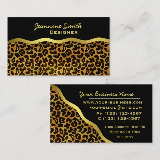 ヒョウの毛皮のプリント動物パターン 名刺 (正面/裏面)