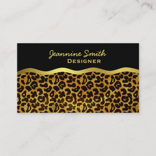 ヒョウの毛皮のプリント動物パターン 名刺 (正面)