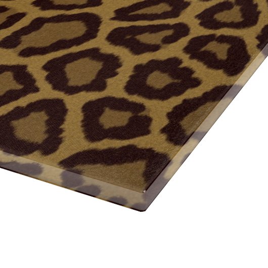 ヒョウの毛皮を使用して背景をタイルにする カッティングボード (角)