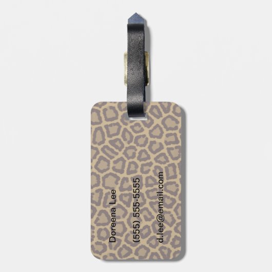 ヒョウの毛皮を使用して背景をタイルにする ラゲッジタグ (裏面縦)