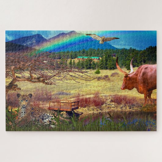 ヒョウの水穴動物 ジグソーパズル (横)