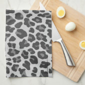ヒョウの灰色および薄い灰色のプリント キッチンタオル (四つ折り)