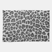 ヒョウの灰色および薄い灰色のプリント キッチンタオル (横)