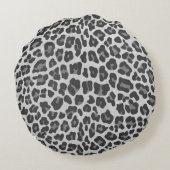 ヒョウの灰色および薄い灰色のプリント ラウンドクッション (裏面)