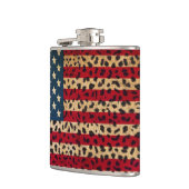 ヒョウの点のプリントのデザインの米国旗 フラスク (左)