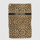 ヒョウの点の皮のプリントは個人化なります ゴルフタオル (正面)