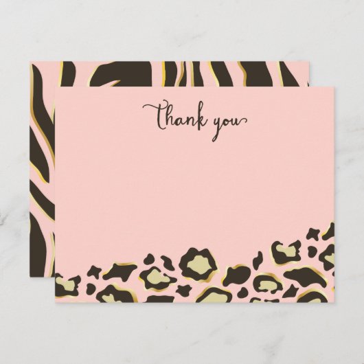 ヒョウの点及びトラのストライプは感謝していしています サンキューカード (正面/裏面)