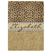 ヒョウの点金ゴールドのグリッターのラインストーンの写真のプリント クリップボード (裏面)