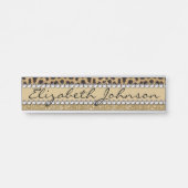 ヒョウの点金ゴールドのグリッターのラインストーンの写真のプリント サインプレート (正面)