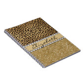 ヒョウの点金ゴールドのグリッターのラインストーンの写真のプリント ノートブック (右側)