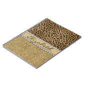 ヒョウの点金ゴールドのグリッターのラインストーンの写真のプリント ノートブック (左側)