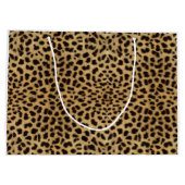 ヒョウの点金ゴールドのグリッターのラインストーンの写真のプリント ラージペーパーバッグ (裏面)