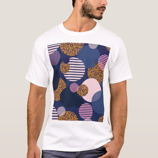 ヒョウの点:ダークブルーのエレガンス。 Tシャツ (正面)