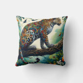 ヒョウの熱意鮮やか:ジャングルの模様 クッション (裏面)