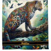 ヒョウの熱意鮮やか:ジャングルの模様 シャワーカーテン (正面)