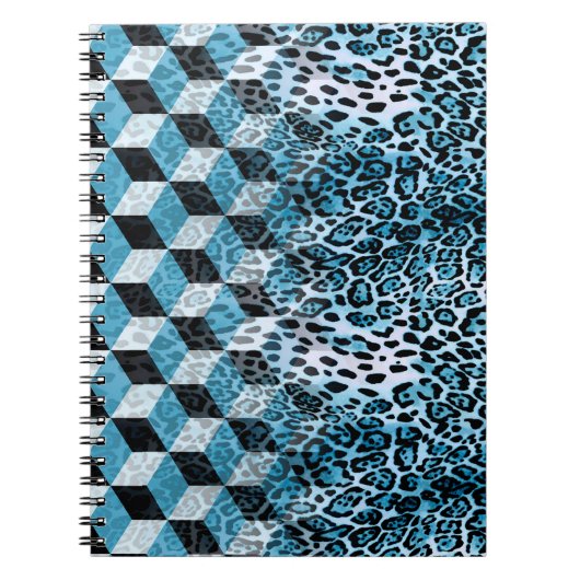 ヒョウの皮とヒョウの柄を持つ幾何学模様 ノートブック (正面)