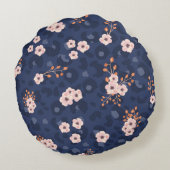 ヒョウの皮とピンクの小さなシームレスなパターン  ラウンドクッション (裏面)