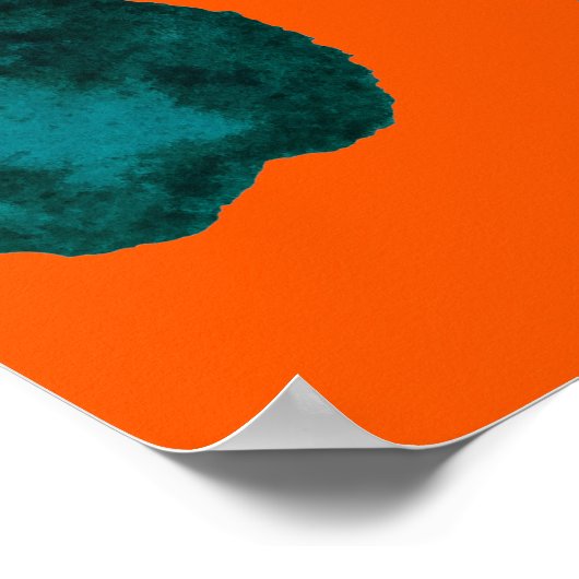 ヒョウの皮と水色のシームレスなパターン。ファ ポスター (角)