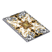 ヒョウの皮と金の包丁の継ぎ目のない模様 ノートブック (右側)