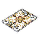 ヒョウの皮と金の包丁の継ぎ目のない模様 ノートブック (左側)