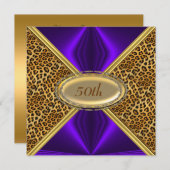 ヒョウの皮の誕生日パーティーへの招待 招待状 (正面/裏面)