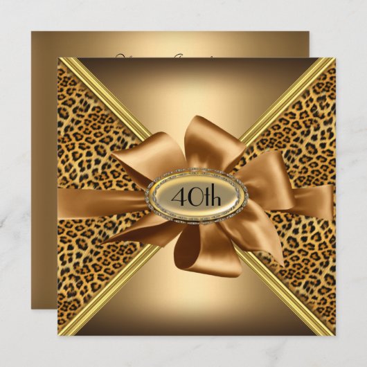 ヒョウの皮の誕生日パーティー招待5 招待状 (正面/裏面)