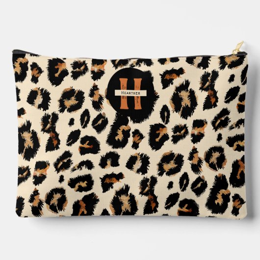 ヒョウの皮モダン、動物の花弁、モノグラム アクセサリーポーチ (裏面)
