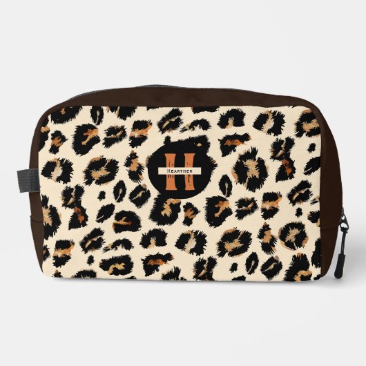 ヒョウの皮モダン、動物の花弁、モノグラム ドップキット (正面)