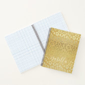 ヒョウの皮金ゴールドオン金ゴールドグリッター ノートブック (内部)