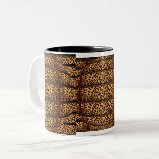 ヒョウの皮3Dのマグ及びコップ ツートーンマグカップ (正面左)